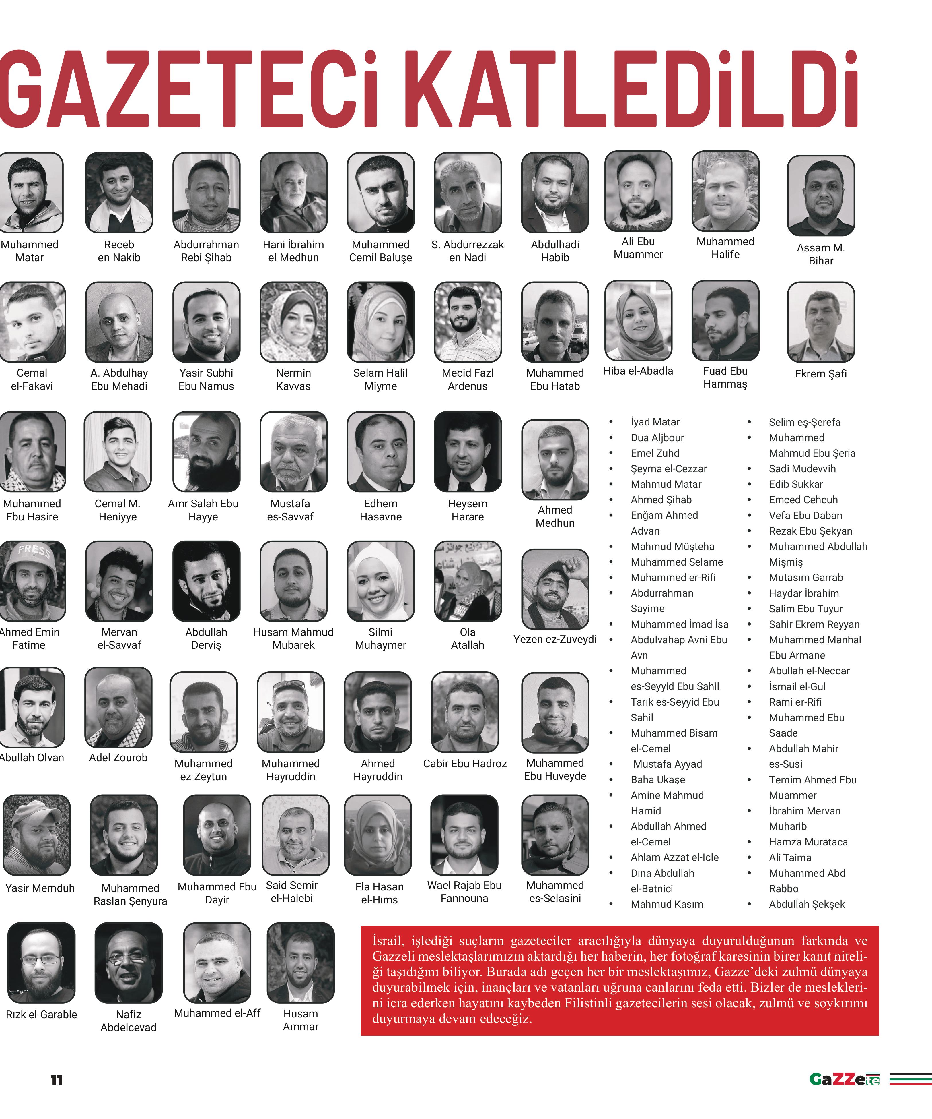 Gazze'de hayatına kaybeden gazetecilerin anısına gazete basıldı