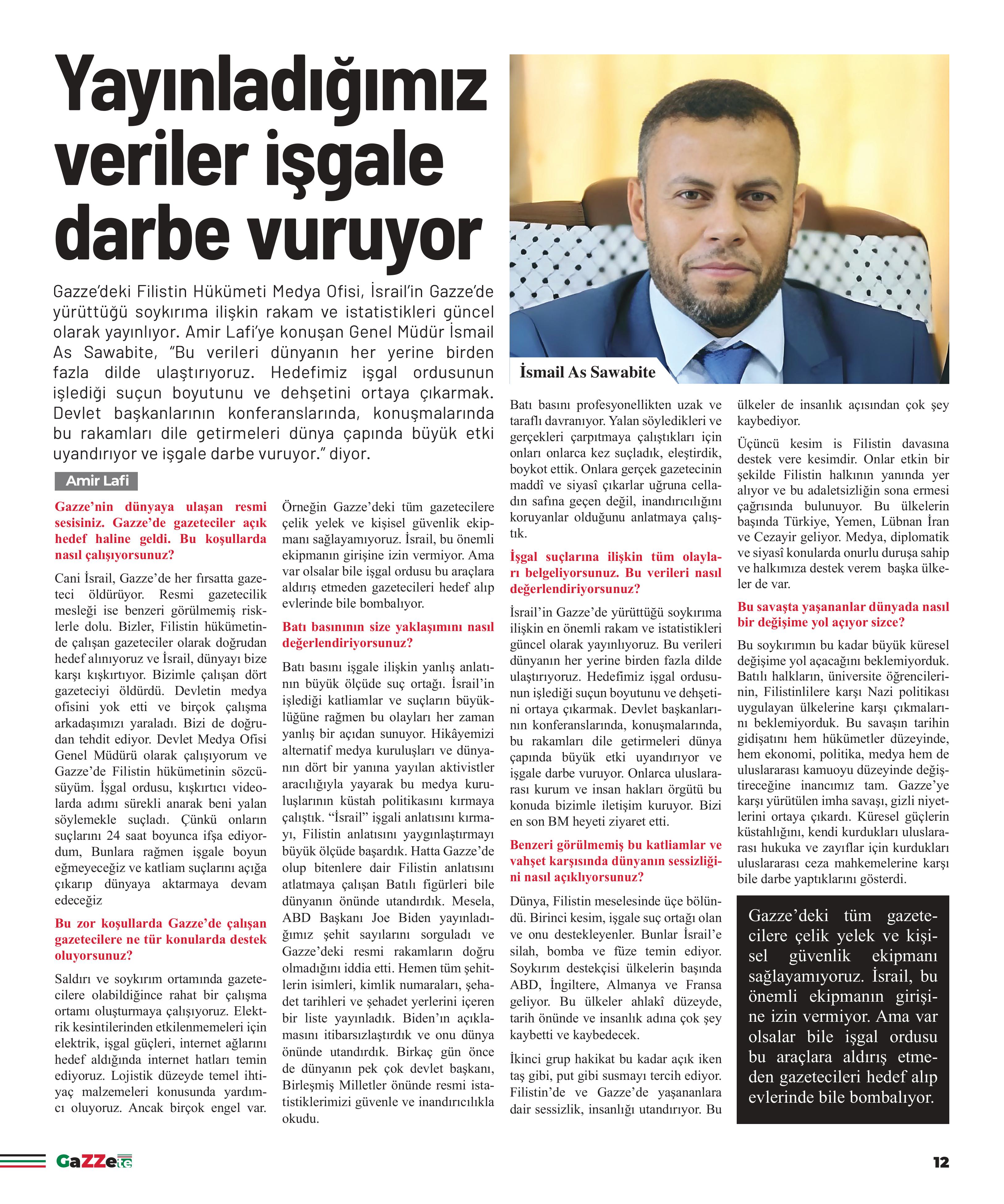 Gazze'de hayatına kaybeden gazetecilerin anısına gazete basıldı