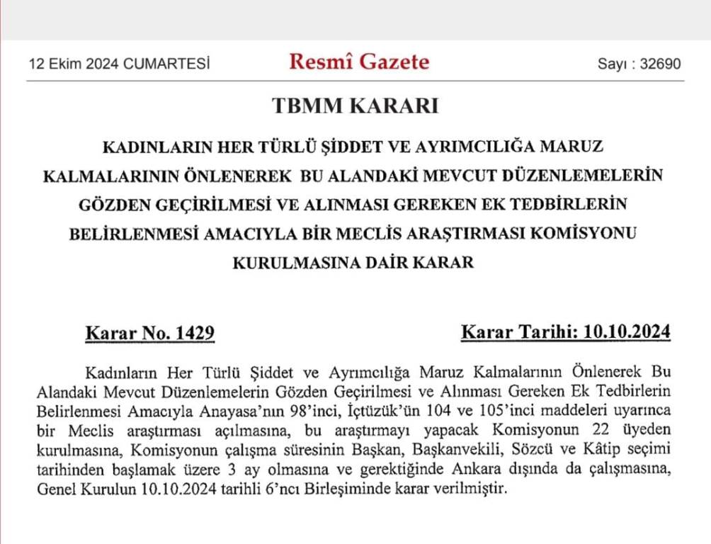 RESMİ GAZETE’DE KADINLARA YÖNELİK ÖNEMLİ TBMM KARARI!