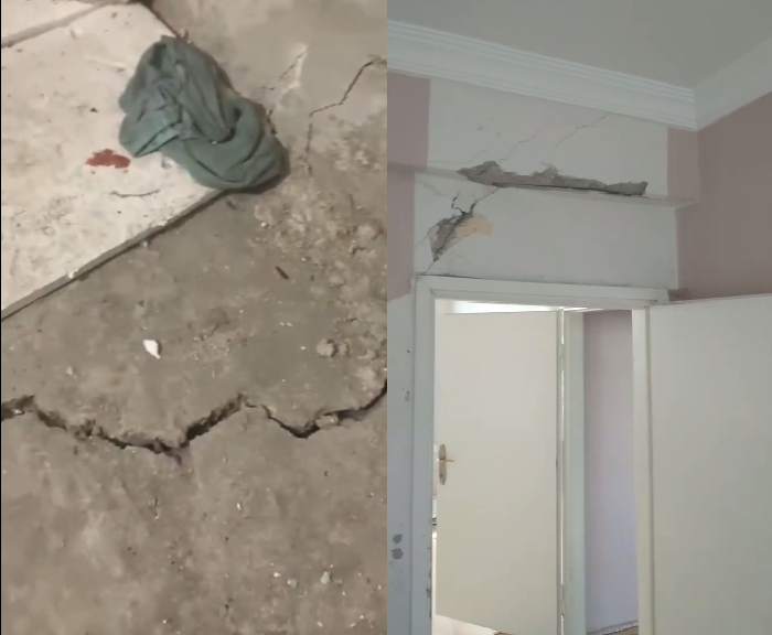 4.4’lük Deprem Apartmanda Derin Yarıklar Meydana Getirdi
