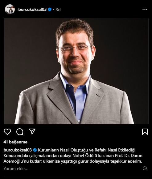 Nobel'e Damga Vuran Türk Zekâsı! Başkan Köksal: "Daron Acemoğlu, Türkiye'nin Gururu!"