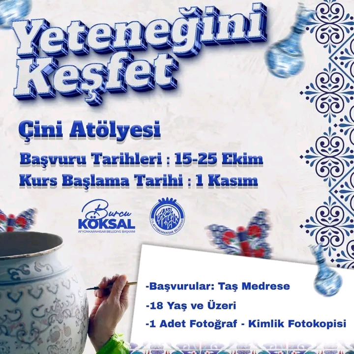 ÇİNİ ATÖLYESİ BAŞVURULARI BAŞLIYOR