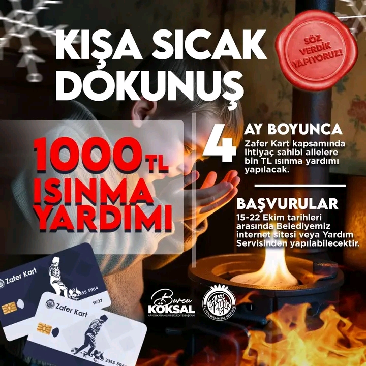 ZAFER KART İLE ISINMA YARDIMI BAŞLIYOR