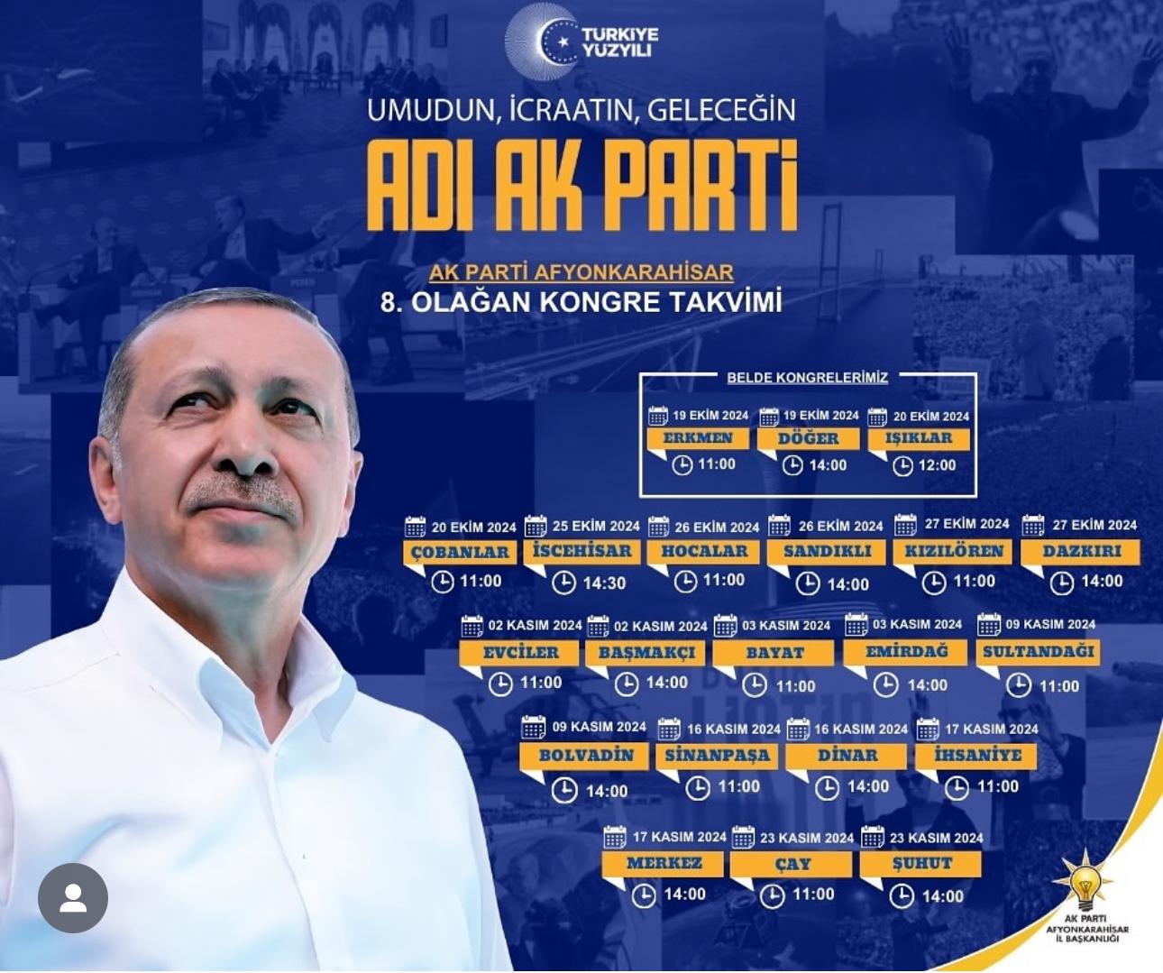 AK Parti Afyon’da 8. Büyük Olağan Kongre Takvimi Açıklandı