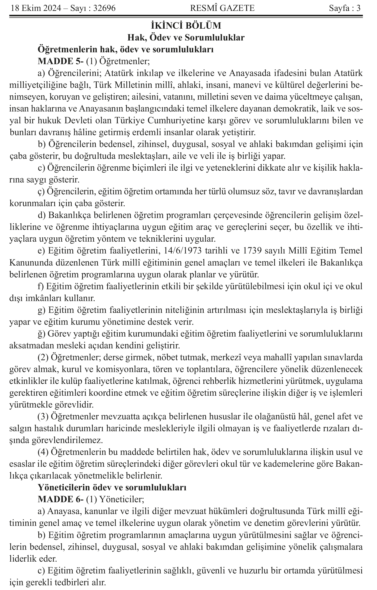 Öğretmenlik Meslek Kanunu Resmi Gazete’de Yayımlandı