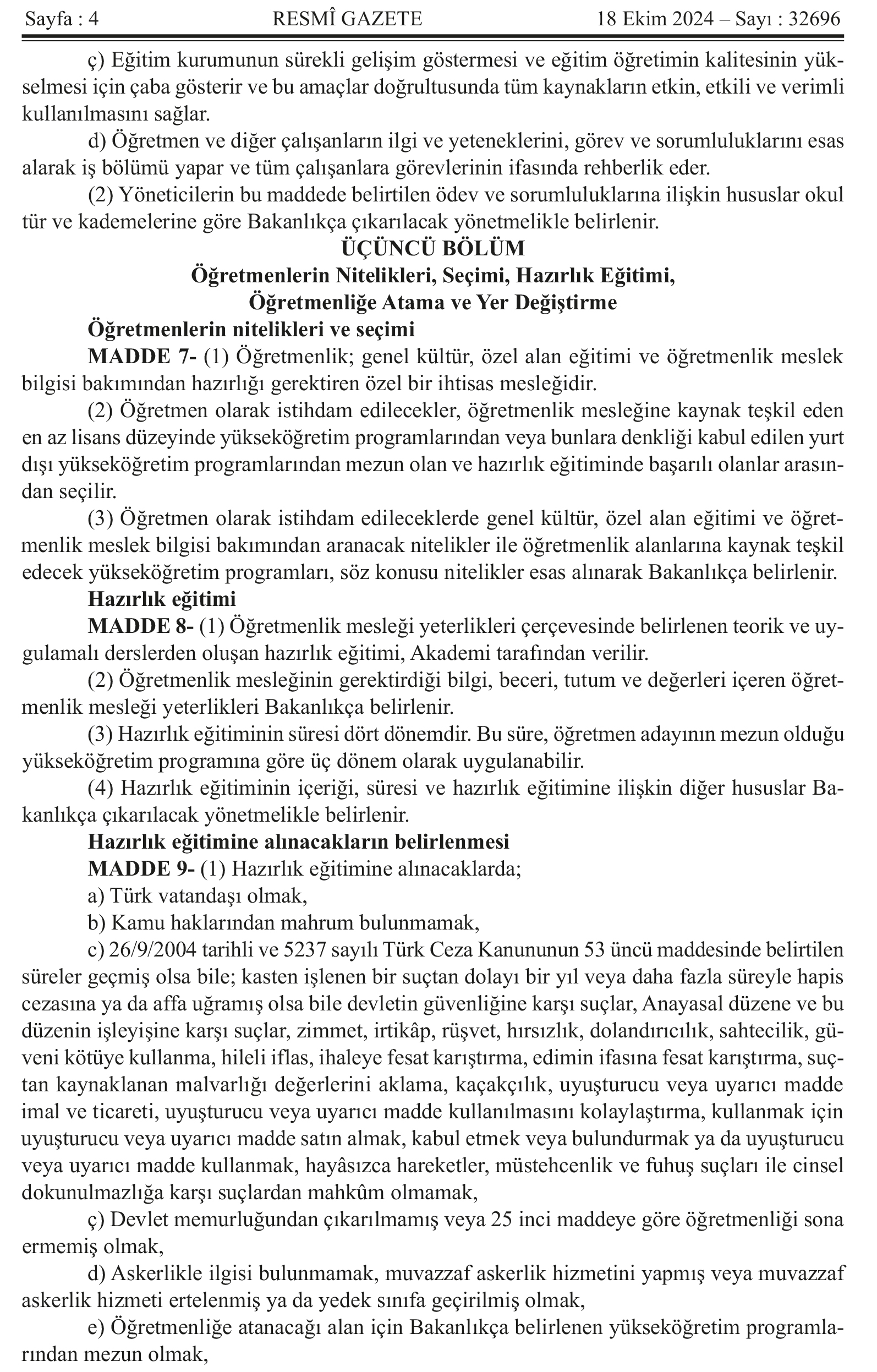 Öğretmenlik Meslek Kanunu Resmi Gazete’de Yayımlandı