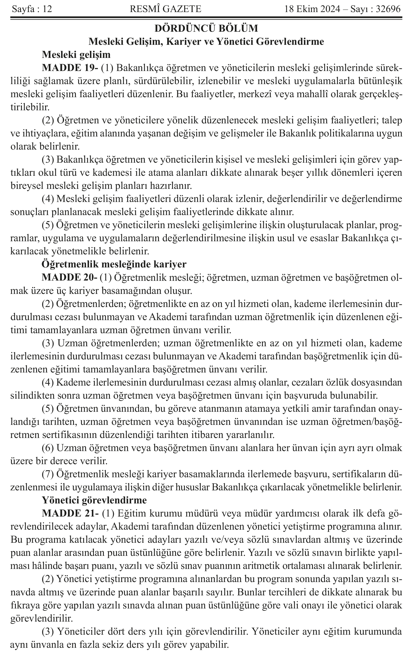 Öğretmenlik Meslek Kanunu Resmi Gazete’de Yayımlandı