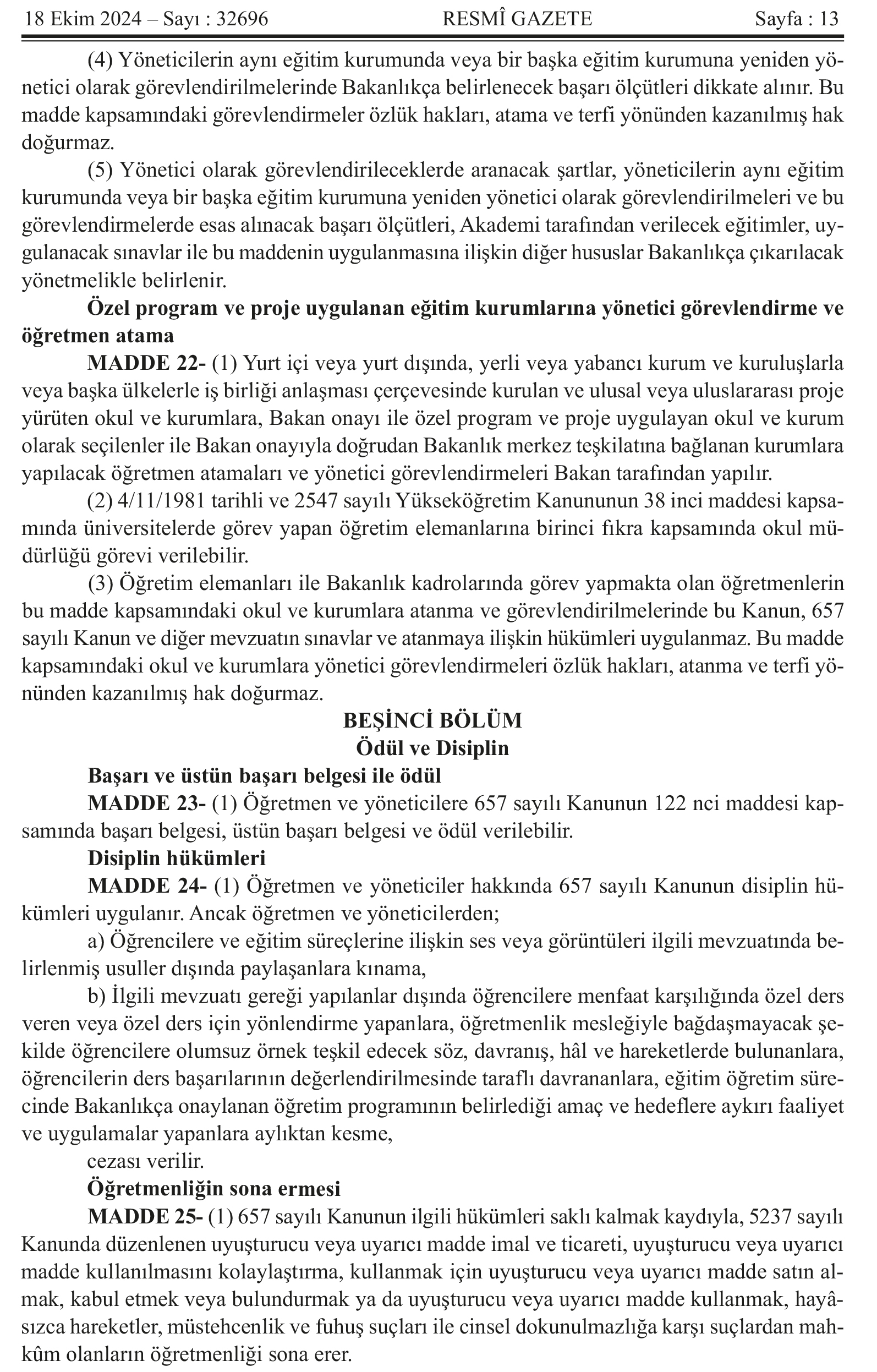 Öğretmenlik Meslek Kanunu Resmi Gazete’de Yayımlandı