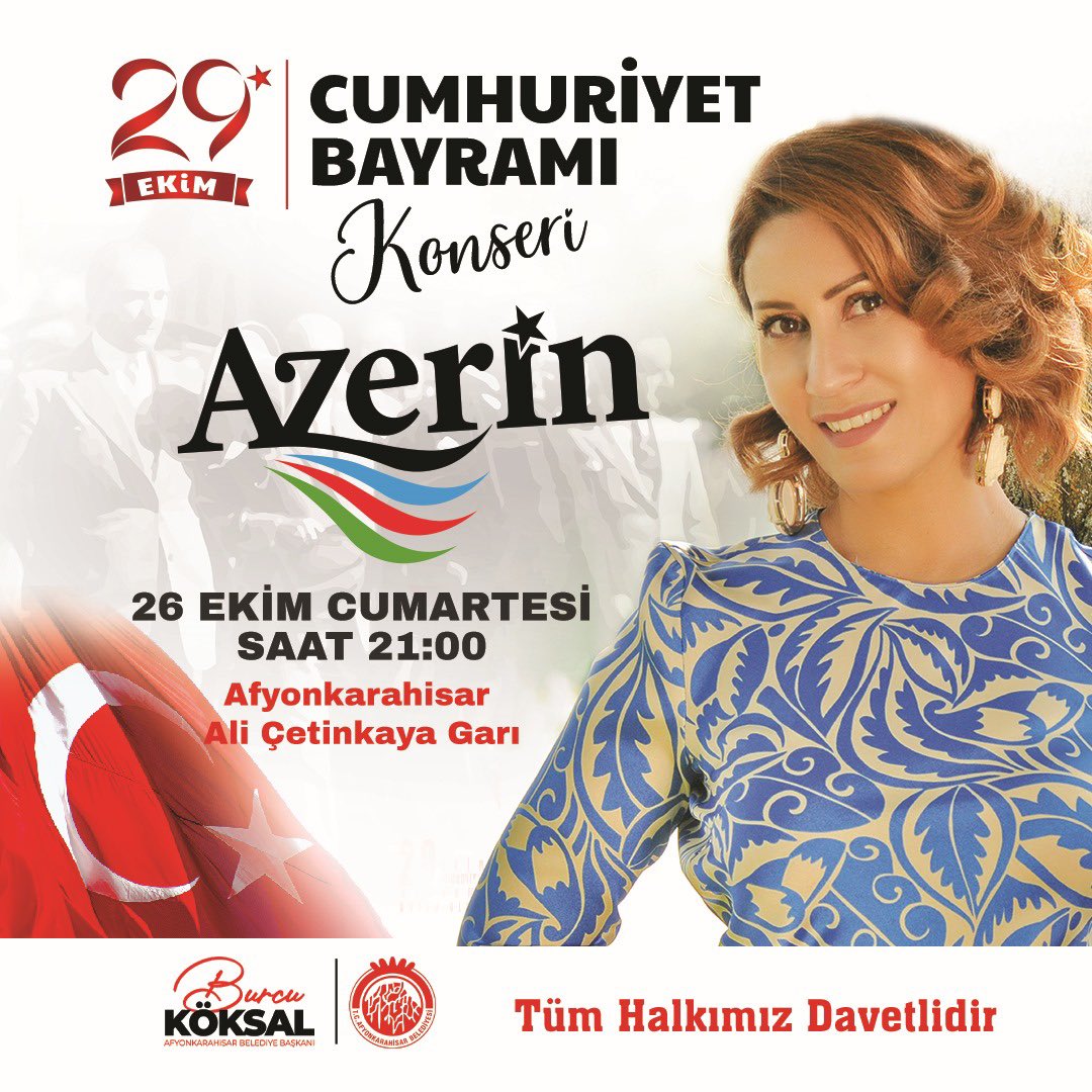 Afyonkarahisar Belediyesi Duyurdu!  Azerin’le Afyon’da Tarihi Cumhuriyet Konseri