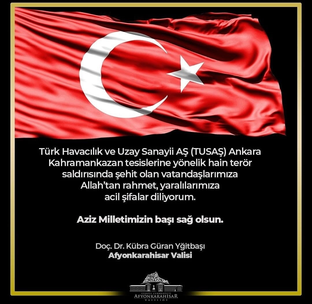 Vali Yiğitbaşı’dan TUSAŞ Saldırısı Sonrası Taziye Mesajı