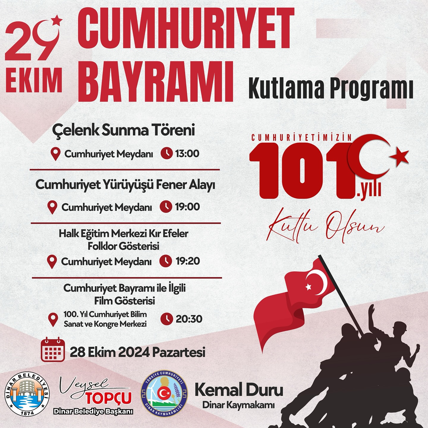 Dinar’da Cumhuriyet Bayramı Coşkusu