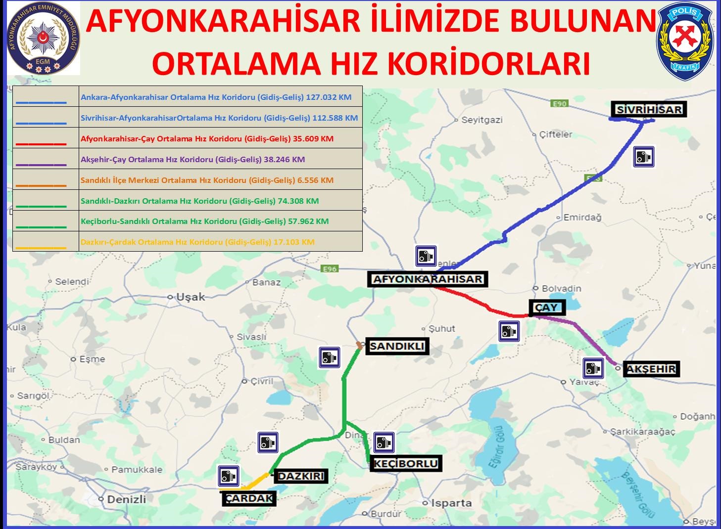 Afyon Emniyet Müdürlüğü'nden Paylaştı Hız Koridorları Dikkat Çekiyor