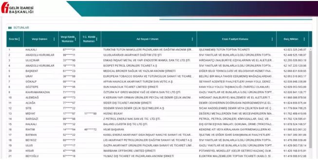 Vergi Yüzsüzleri Listesi Yayınlandı Listede Kimler Kimler Var