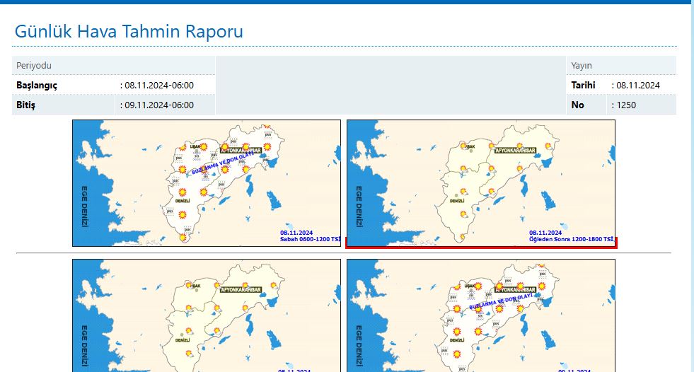 AFYONKARAHİSAR'DA BUGÜN HAVA NASIL OLACAK?