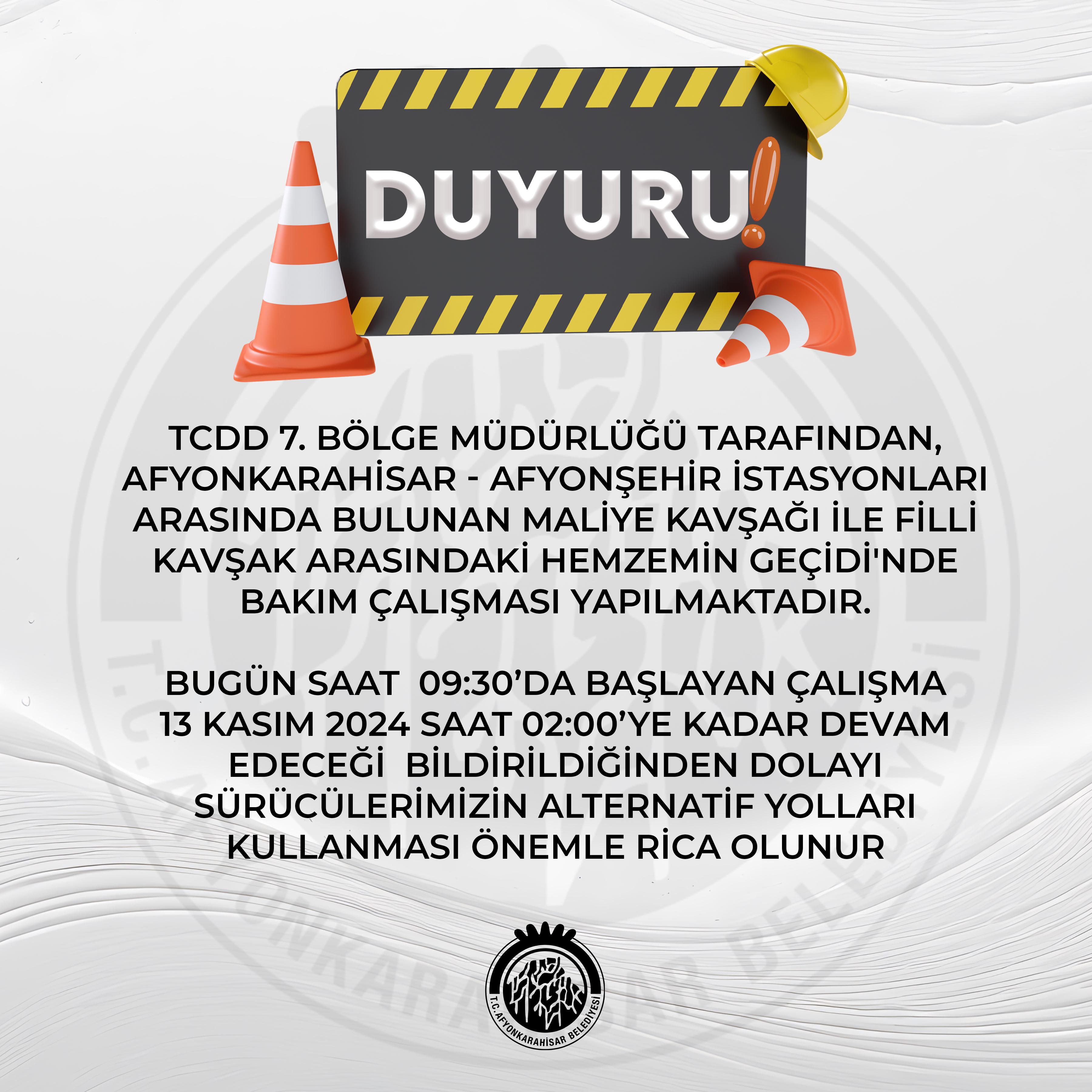 Afyonkarahisar Belediyesi'nden Duyuru Hangi Yollar Trafiğe Kapatıldı!