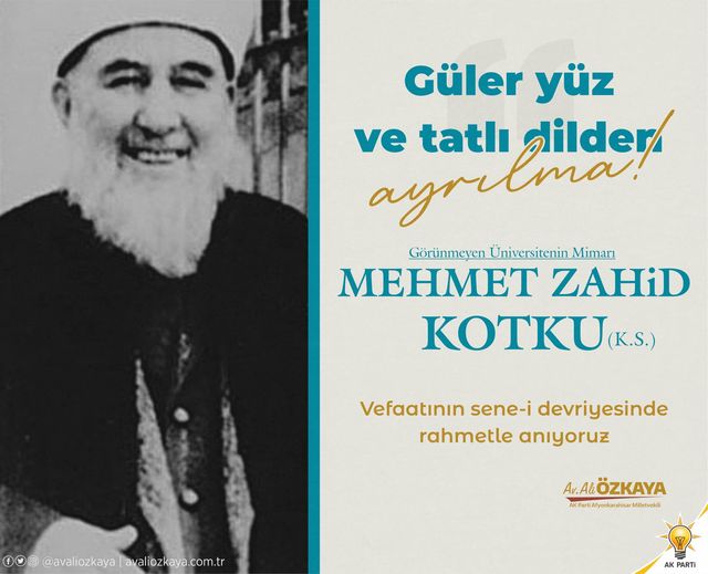 Milletvekili Özkaya, Mehmet Zahid Kotku'yu Rahmetle Andı