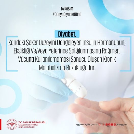 İL SAĞLIK MÜDÜRLÜĞÜNDEN 14 KASIM DÜNYA DİYABET GÜNÜ MESAJI