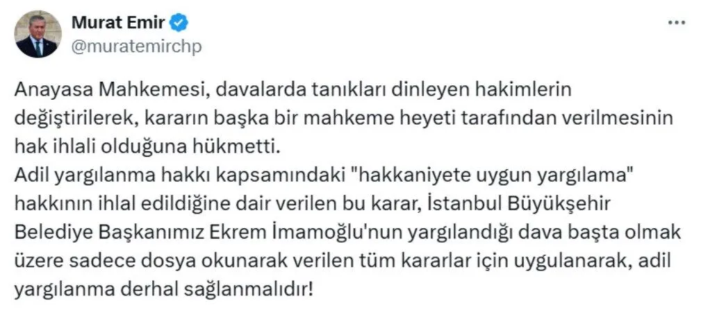 Anayasa Mahkemesi’nin İmamoğlu Kararı 9 Ay Sonra Yayımlandı