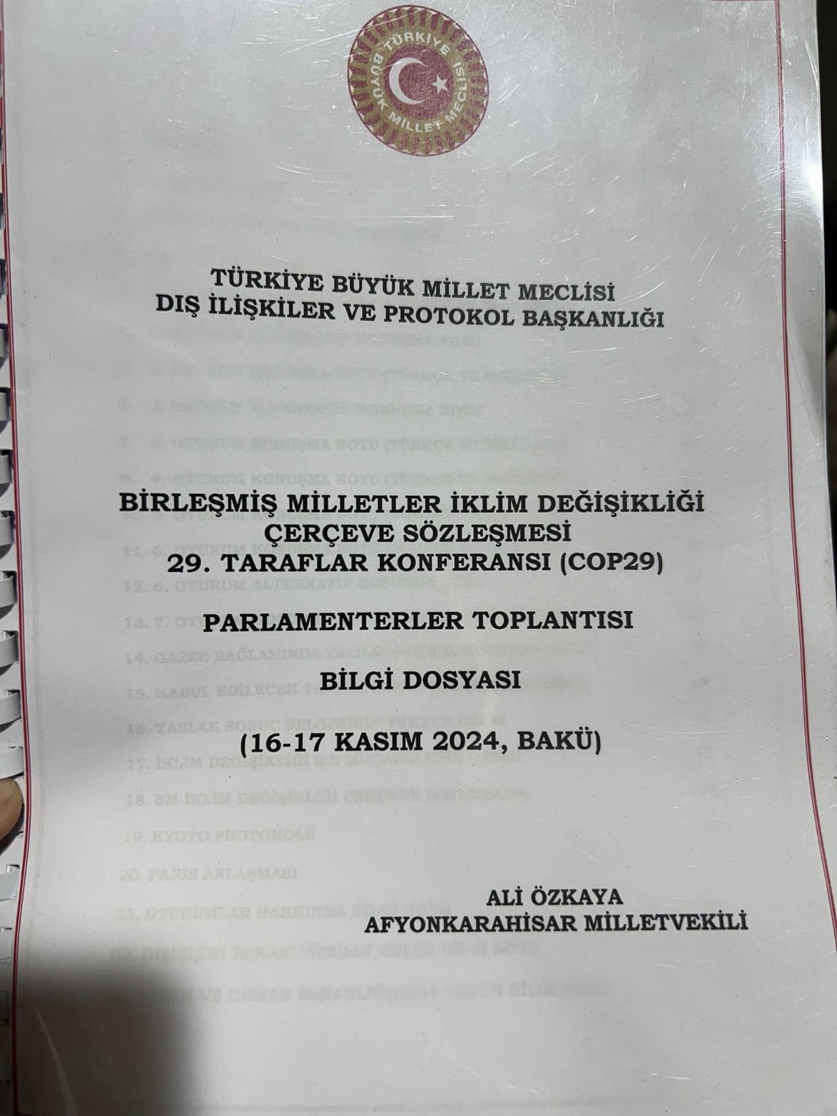 MİLLETVEKİLİ ÖZKAYA, BM İKLİM DEĞİŞİKLİĞİ KONFERANSINA KATILDI