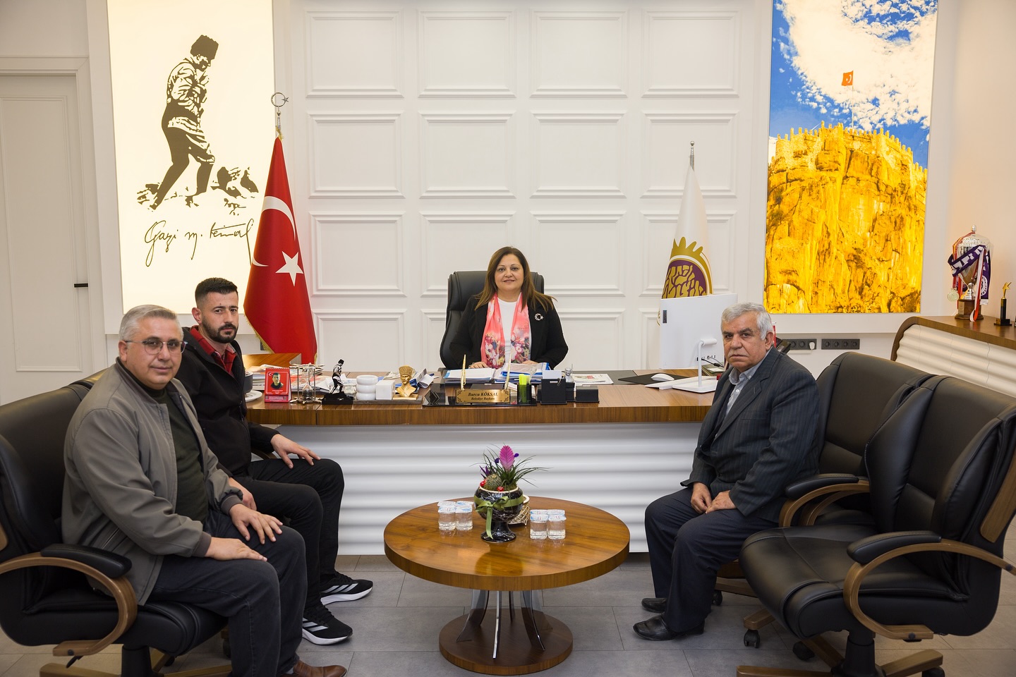 Minibüs Durak Başkanı Dinler ve Balkan, Belediye Başkanı Köksal'ı Ziyaret Etti