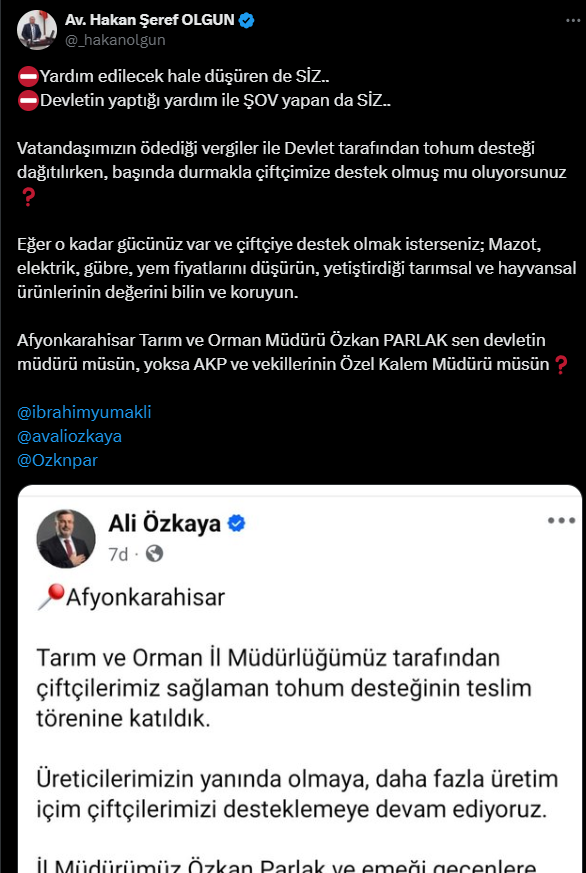 Hangi Vekiller Sosyal Medya Üzerinden Tepki Gösterdi?  Tohum Desteği Töreni Siyaset Sahnesinde Tartışma Yarattı