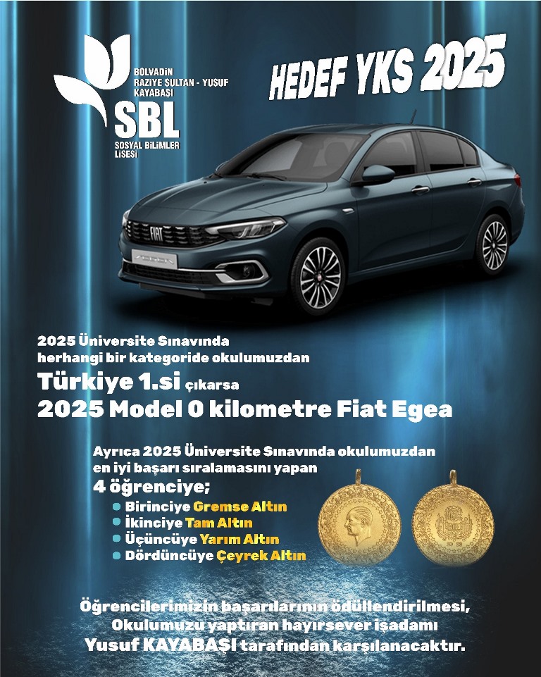 YKS'DE TÜRKİYE BİRİNCİSİ OLAN ÖĞRENCİYE; OTOMOBİL HEDİYE EDİLECEK