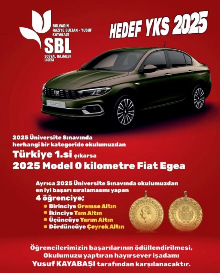 YKS'DE TÜRKİYE BİRİNCİSİ OLAN ÖĞRENCİYE; OTOMOBİL HEDİYE EDİLECEK
