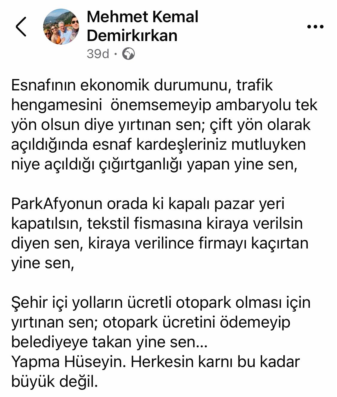 CHP'Lİ Demirkırkan'dan Karnıbüyük'e Cevap: "Yapma Hüseyin. Herkesin Karnı Bu Kadar Büyük Değil"