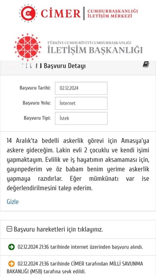CİMER'e Bedelli Askerlik İçin İlginç Başvuru: “Askere Benim Yerime Babam Gitsin”