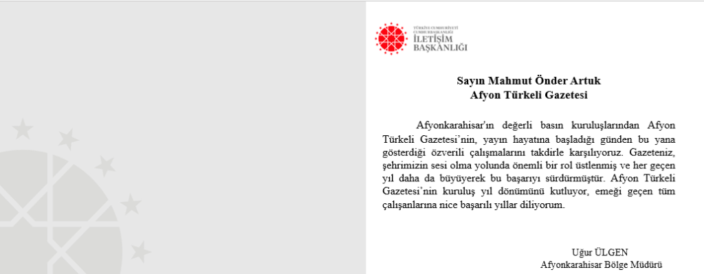 "TÜRKELİ GAZETESİNİN ÖZVERİLİ ÇALIŞMALARINI TAKDİRLE KARŞILIYORUZ"