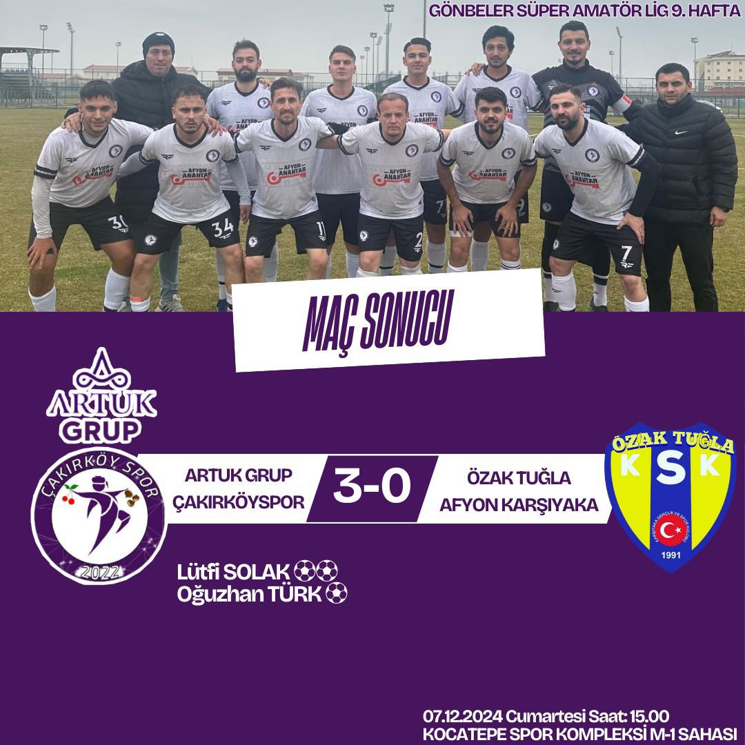 ARTUK GRUP ÇAKIRKÖYSPOR'DAN NET GALİBİYET