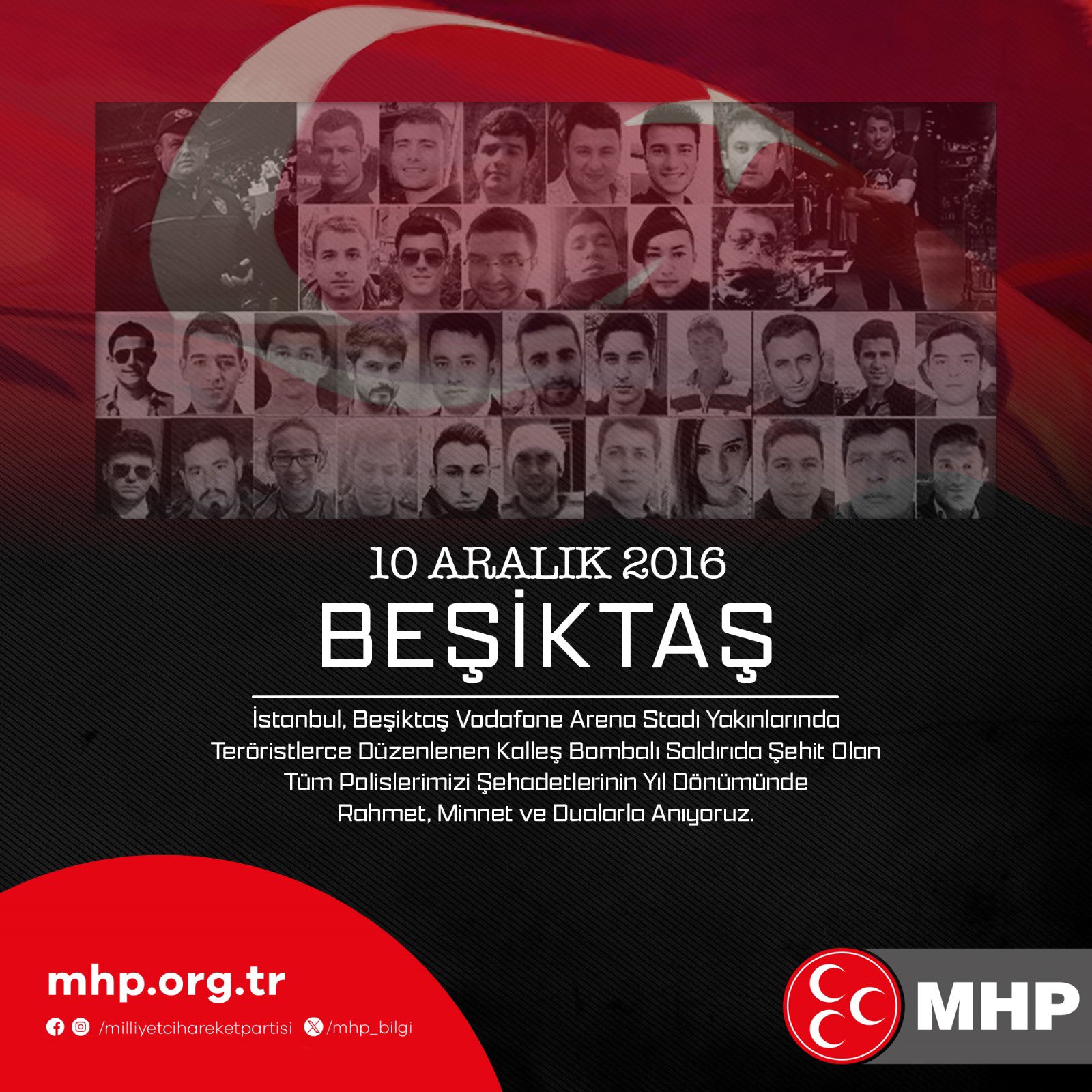 TAYTAK BEŞİKTAŞ’TAKİ TERÖR SALDIRISINDA ŞEHİT OLAN POLİSLERİ DUALARLA ANDI
