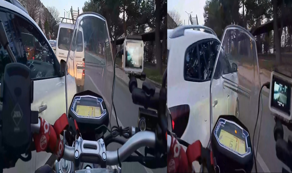 Kask Kamerasına Yansıyan Umursamazlık Motosiklet Sürücüsü Ölümden Döndü