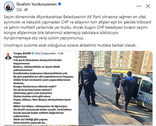 AK Partili Yurdunuseven’den  CHP’ye Pankart Tepkisi