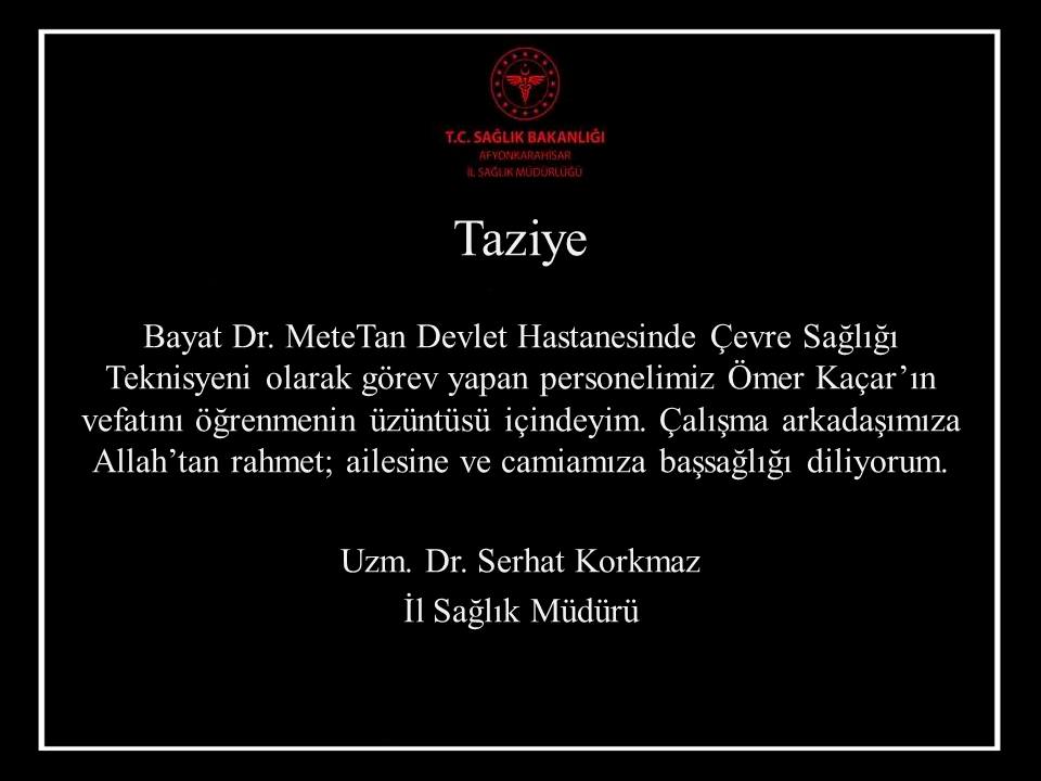 Sağlık Camiasında Acı Kayıp