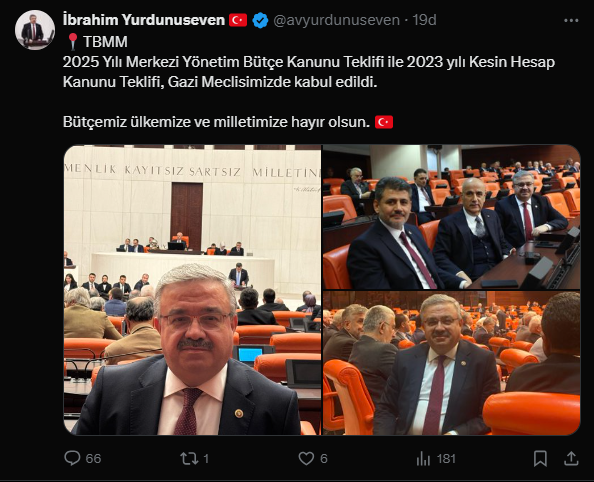 Milletvekili Yurdunuseven Duyurdu!  Bütçe Teklifleri TBMM’de Kabul Edildi: Türkiye İçin Yeni Ekonomik Dönem Başlıyor
