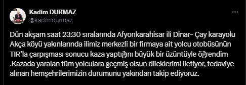 CHP’li Vekil Durmaz  Kaza Sonrası Geçmiş Olsun Dedi