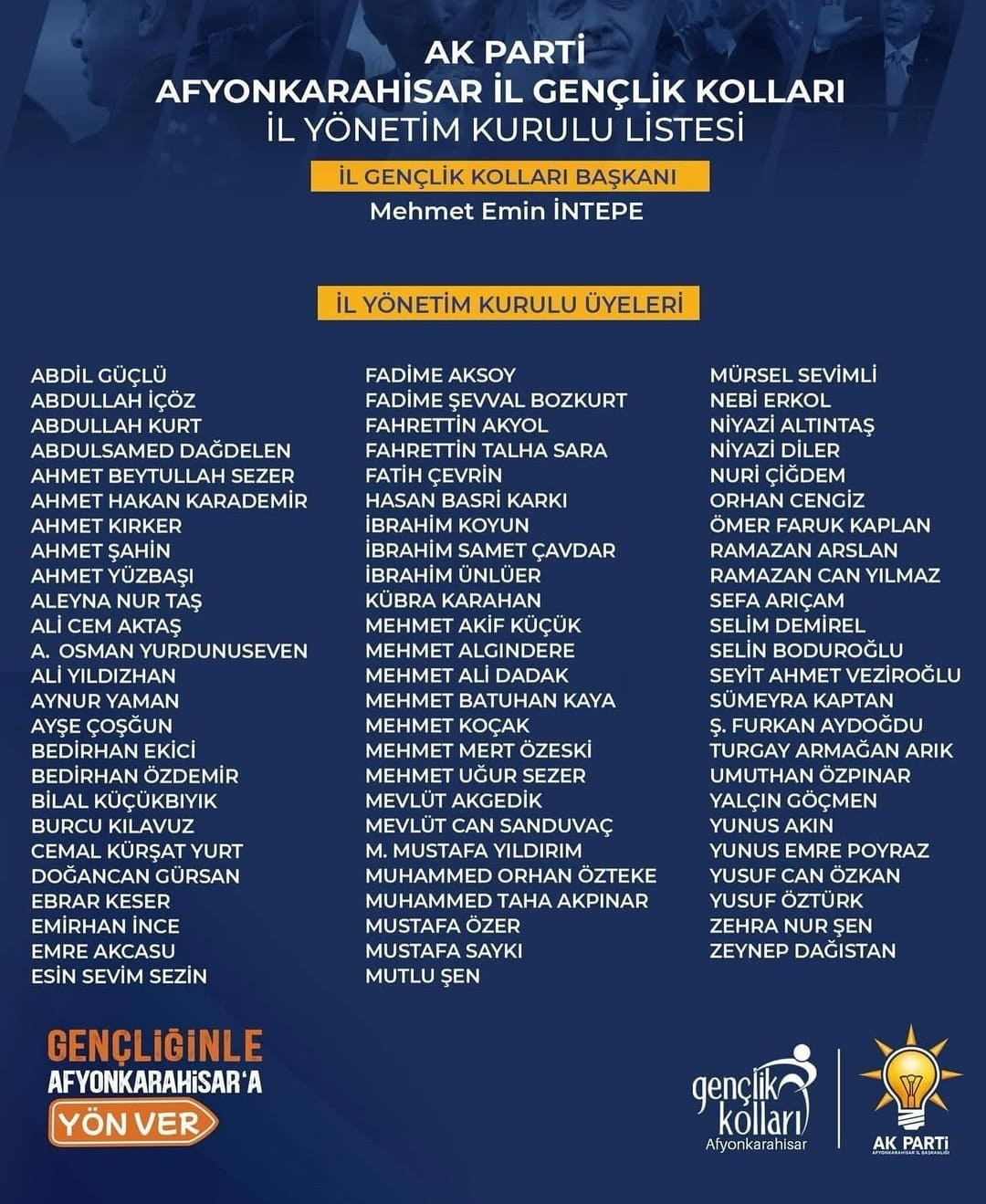 İntepe’nin Yeni Yönetimiyle AK Gençlik Daha Güçlü İşte Listesi