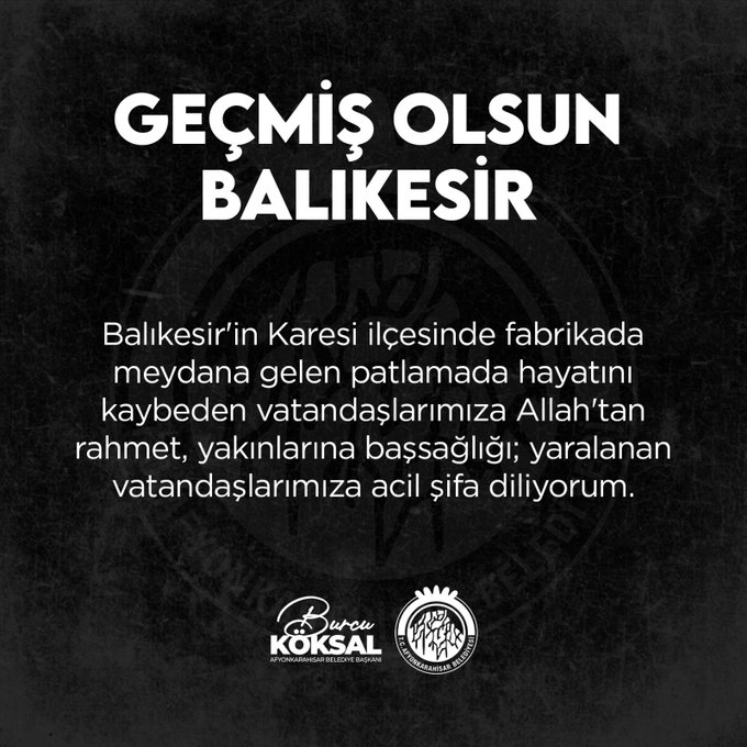 Başkan Köksal  “Hayatını Kaybedenlere Allah’tan Rahmet Diliyorum”