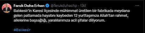 CHP’li Erhan’da Acıyı Paylaştı Hayatını Kaybedenlere Başsağlığı Diledi
