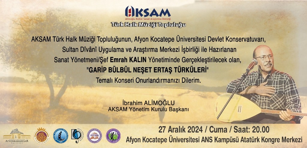 "GARİP BÜLBÜL NEŞET ERTAŞ TÜRKÜLERİ" KONSERİ SANATSEVERLERLE BULUŞUYOR