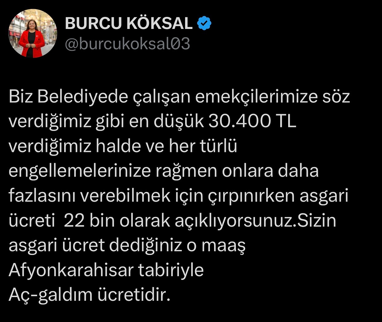 Başkan Köksal'dan Asgari Ücret Eleştirisi: "Aç-galdım Ücreti"