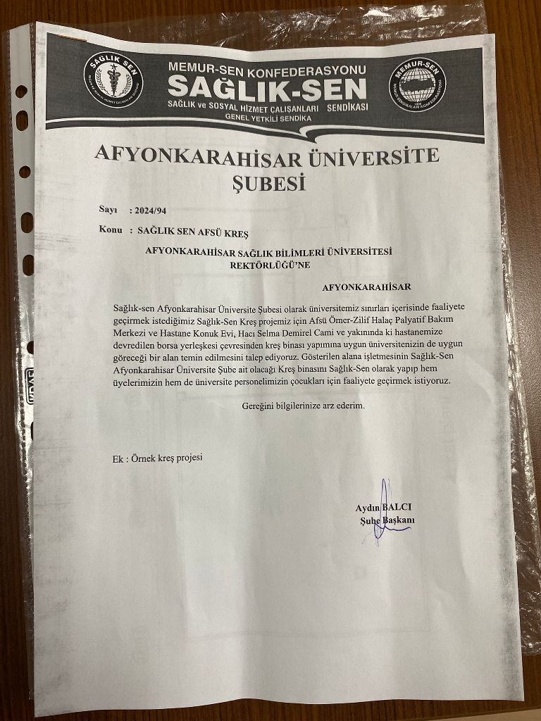 "AFSÜ'YE KREŞ YAPIMI İÇİN RESMİ MÜRACAATIMIZI YAPTIK"