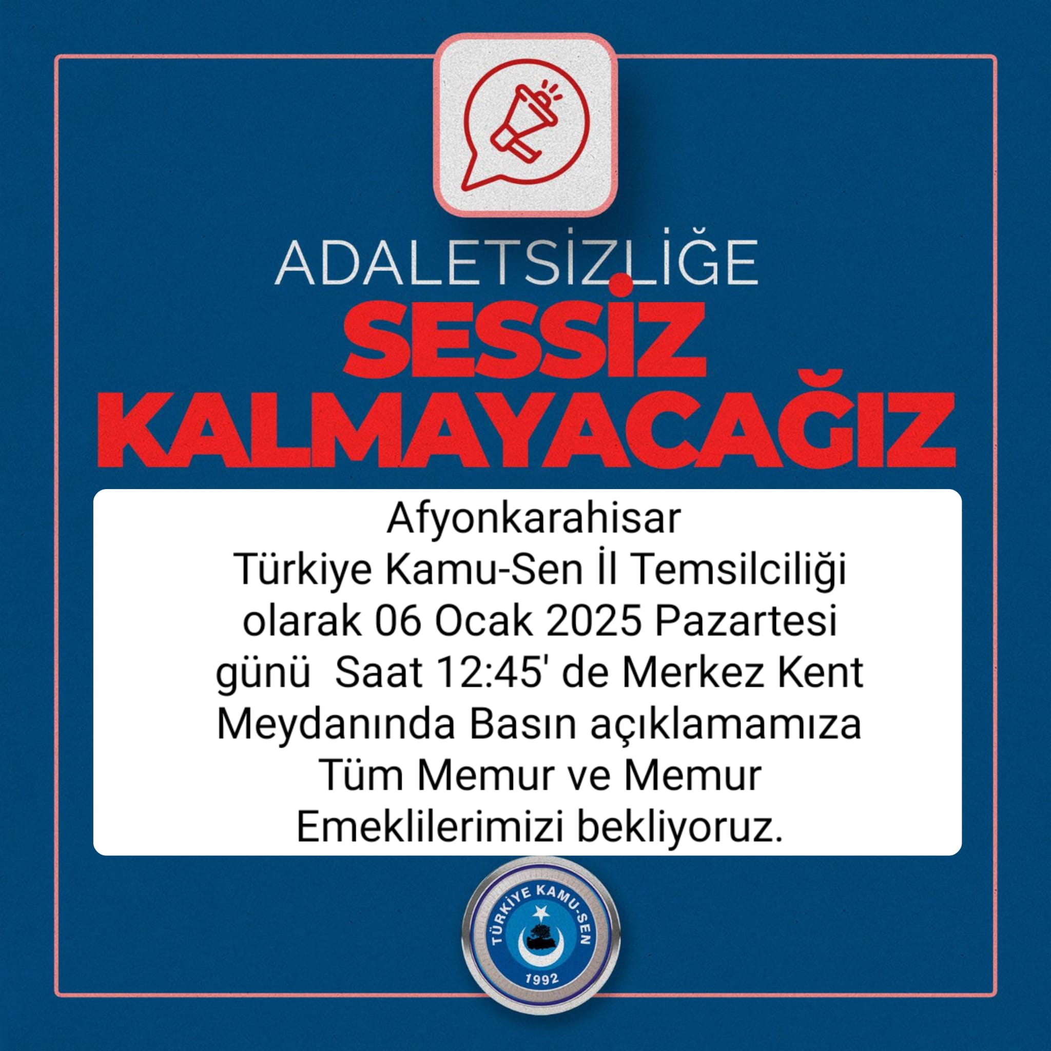 Yarın Afyonkarahisar dahil 81 İlde Memurlar Hakları İçin Alanlarda Olacak!
