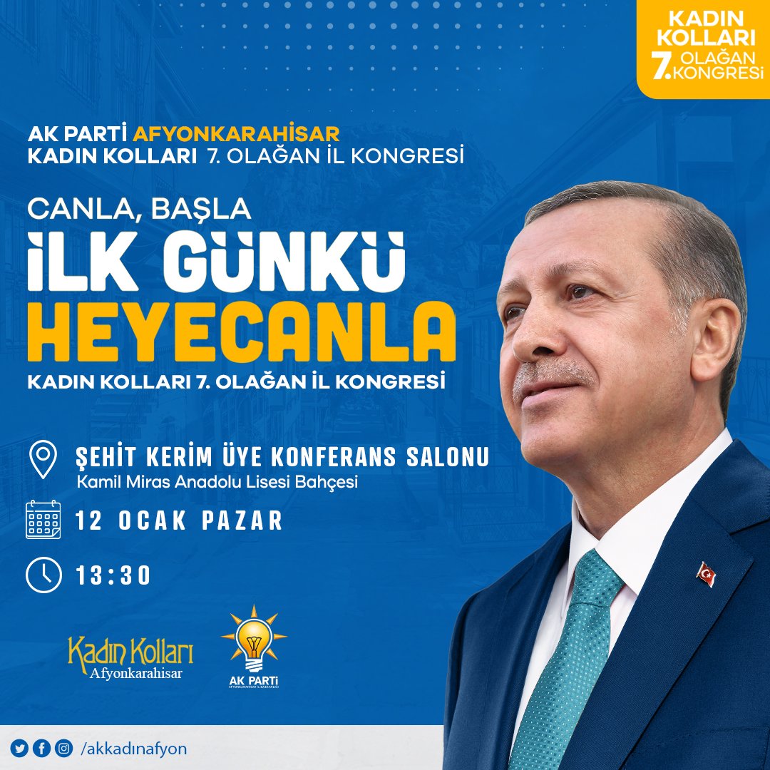 Afyon’da AK Kadınlar   7. Olağan Kongresi'ne Davet Ediyor