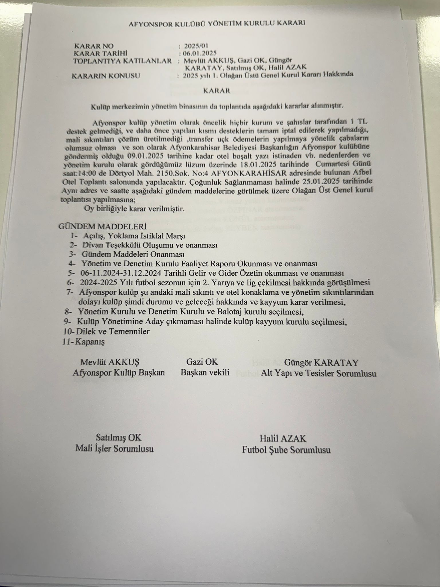 Afyonspor Başkanı Akkuş  "Yalnız Bırakıldık"
