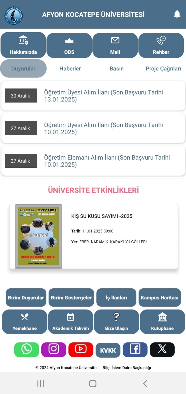 Afyon Kocatepe Üniversitesi Mobil Uygulaması Yayında