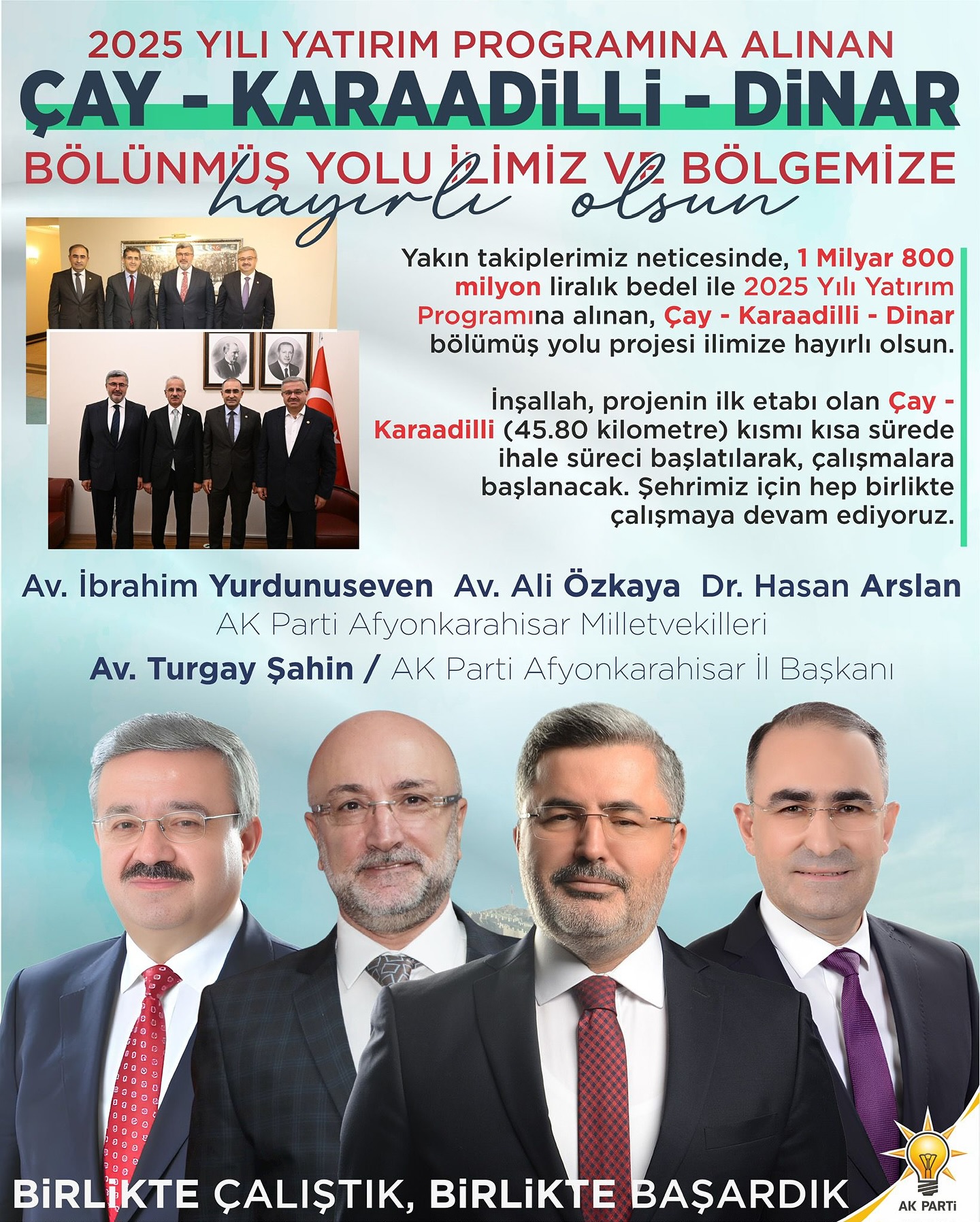 Afyonkarahisar’ın Ulaşım Altyapısına 1,8 Milyar TL Yatırım