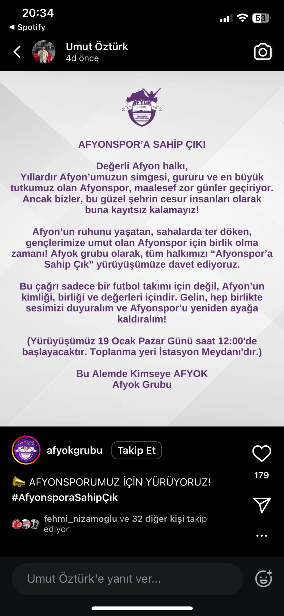 AFYONSPOR'A SAHİP ÇIK! YÜRÜYÜŞÜ