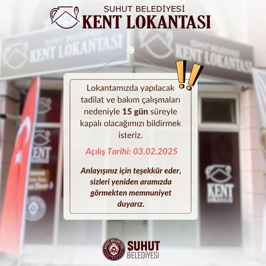 Şuhut Belediyesi Duyurdu İşte Detaylar